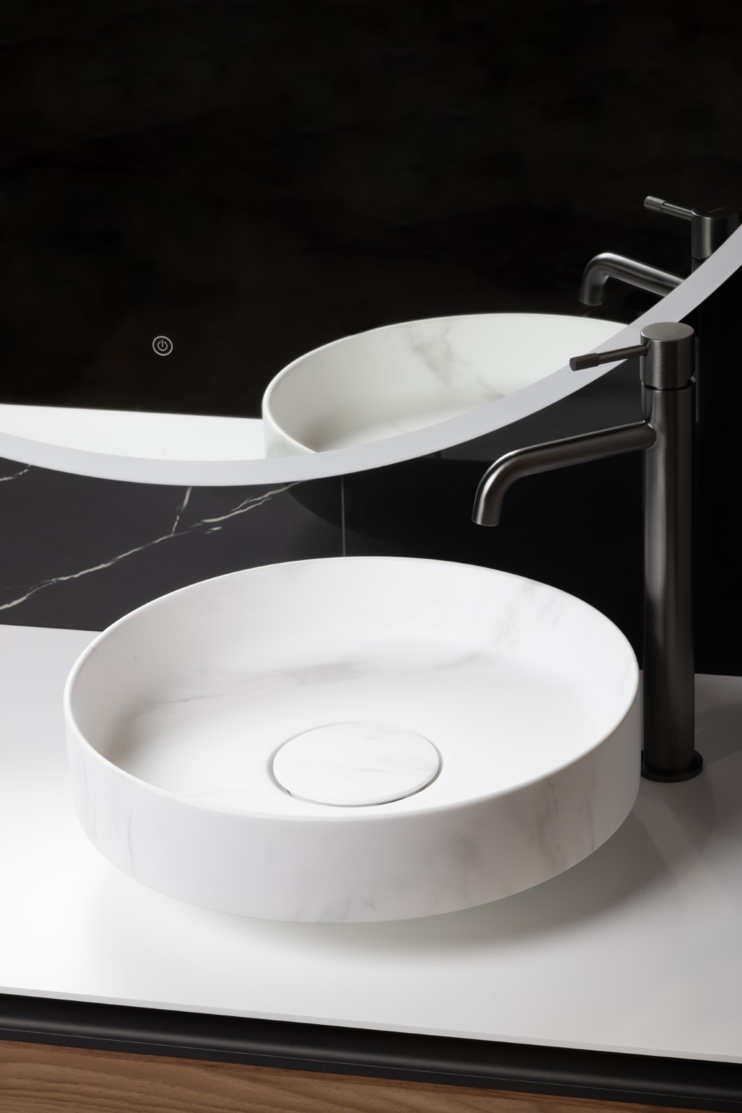 Раковина накладная SOLE Corian 400*130 Calacatta