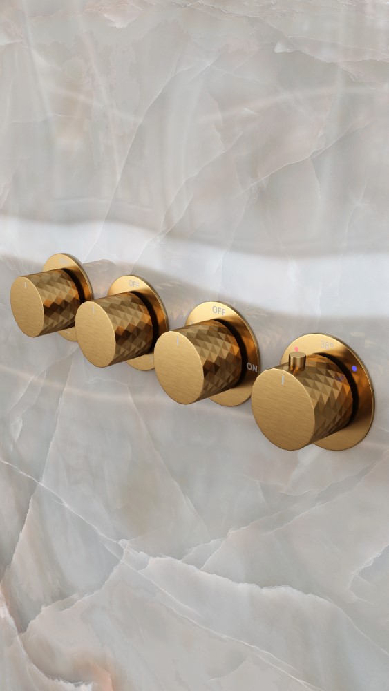 Смеситель встроенный с термостатом STICK DIAMOND MATT GOLD 5-проходной