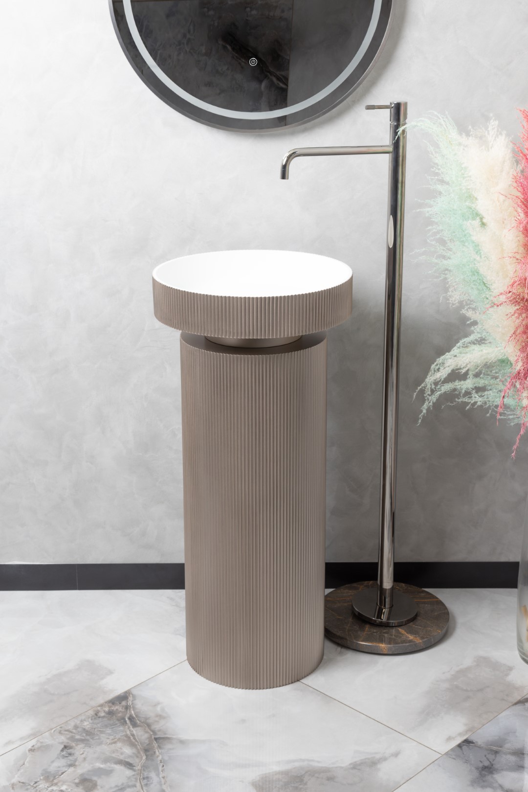 Пьедестал для раковины рифленый SOLE Corian 300*720 DELMAR