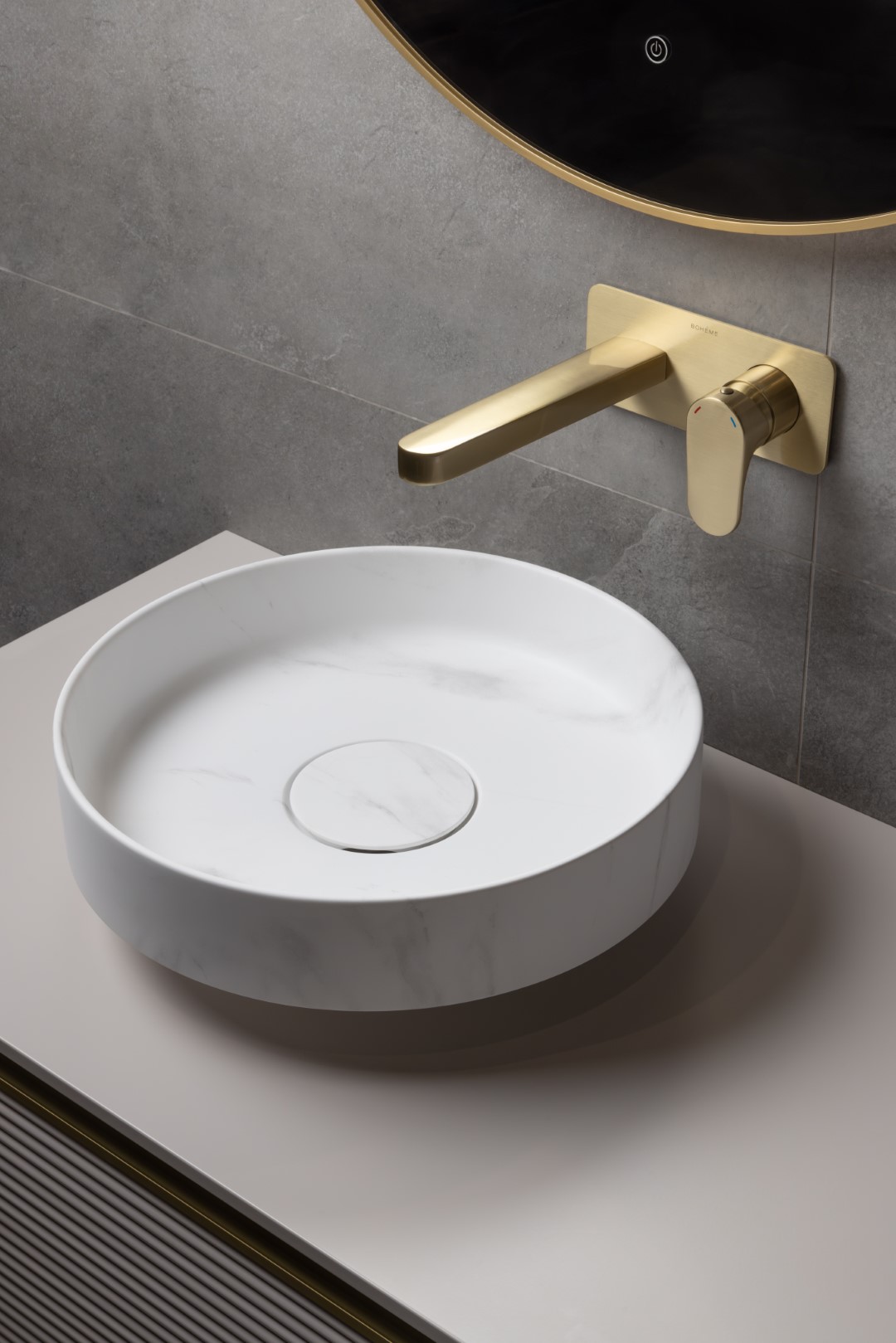 Раковина накладная SOLE Corian 400*130 Calacatta