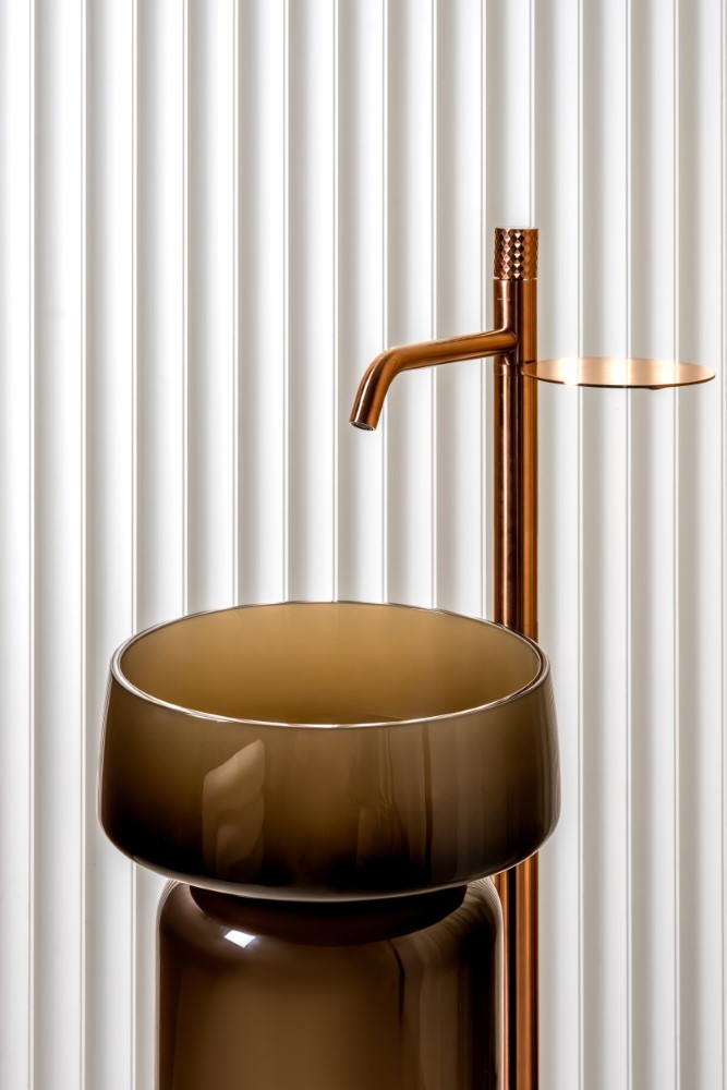 Раковина круглая, полиэфирная GLOW SMOKE цвет BRONZE