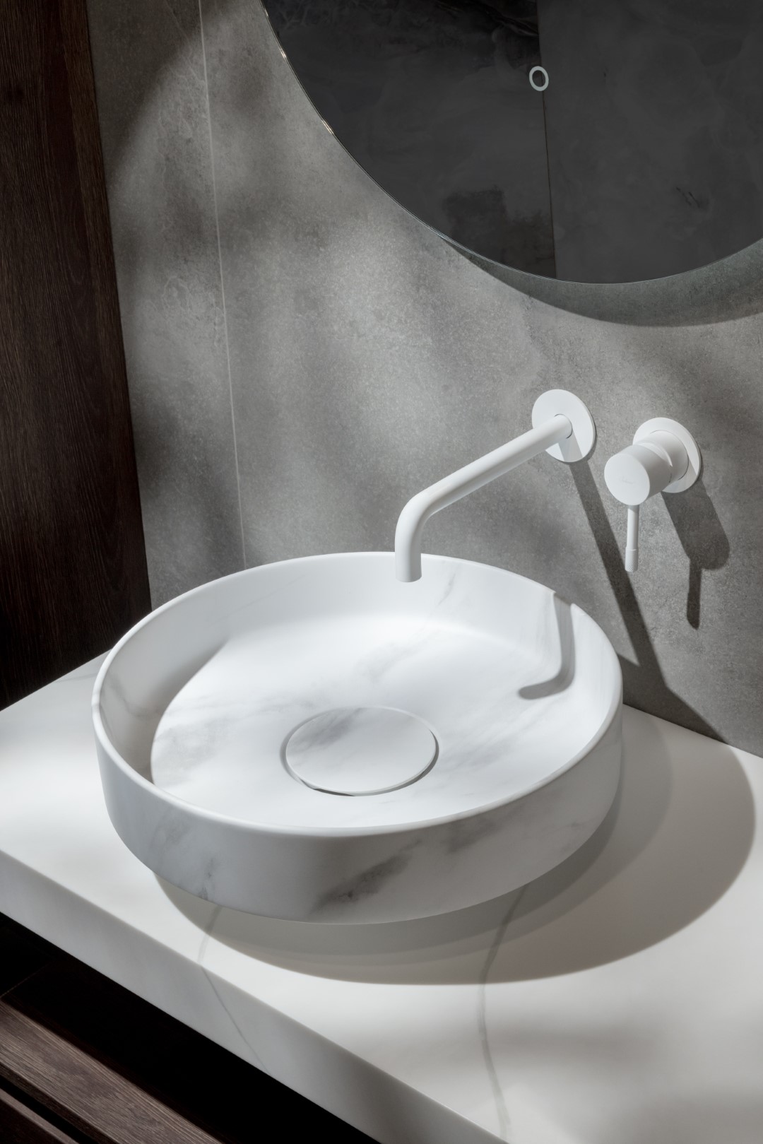 Раковина накладная SOLE Corian 400*130 Calacatta