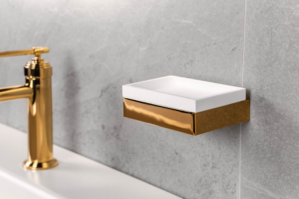 Мыльница настенная Qubic Gold