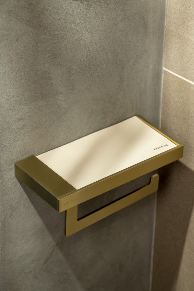 Держатель для туалетной бумаги c крышкой Qubic Matt Gold