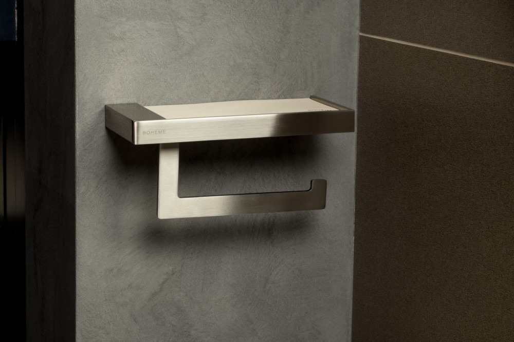 Держатель для туалетной бумаги c крышкой Qubic Nickel Brush