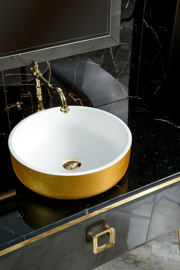 Раковина LV204 Corian золото 41,5*14см
