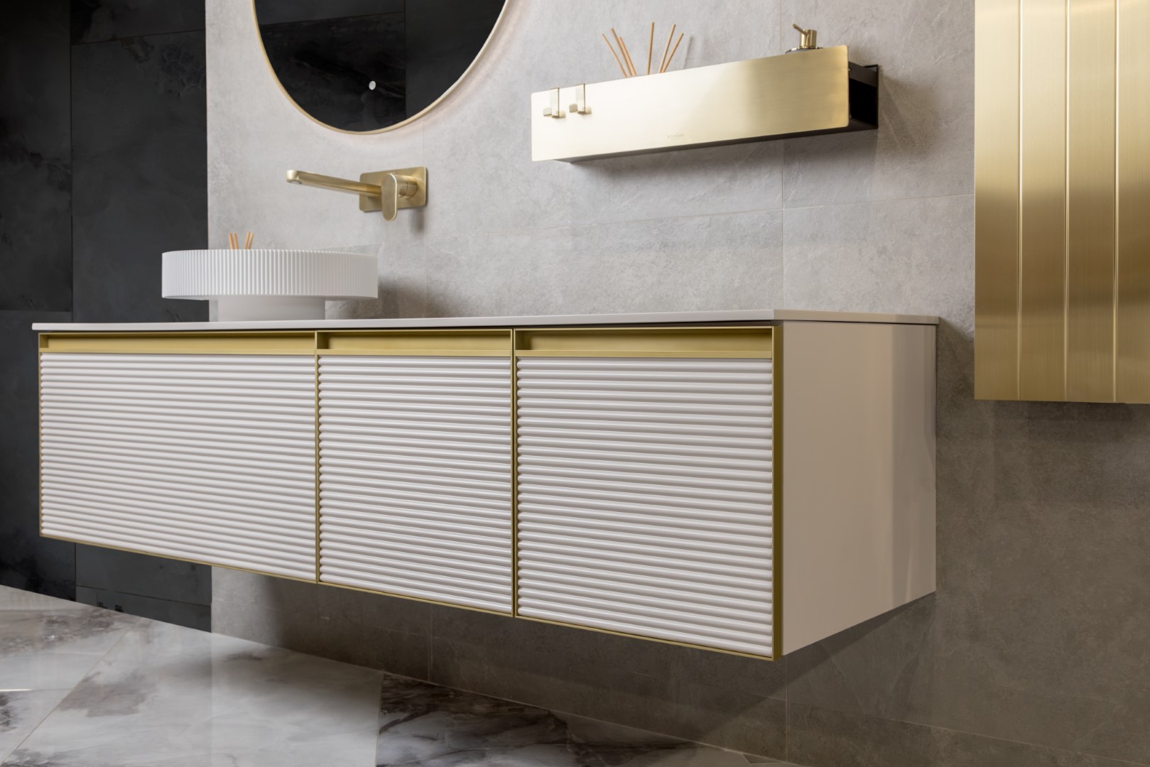 Раковина накладная рифленая SOLE Corian 400*130 Matte white