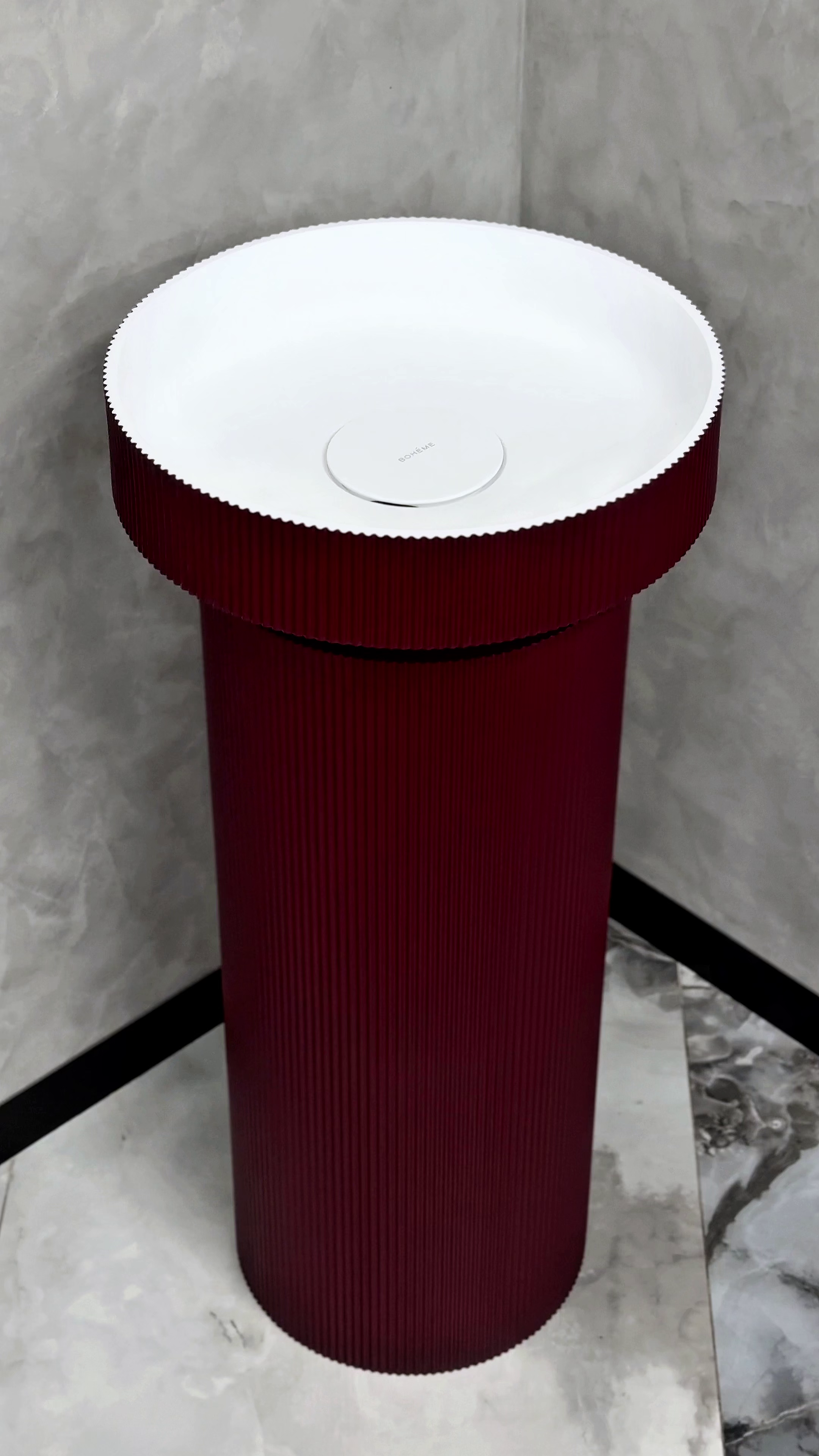 Пьедестал для раковины рифленый SOLE Corian 300*720 Burgundy