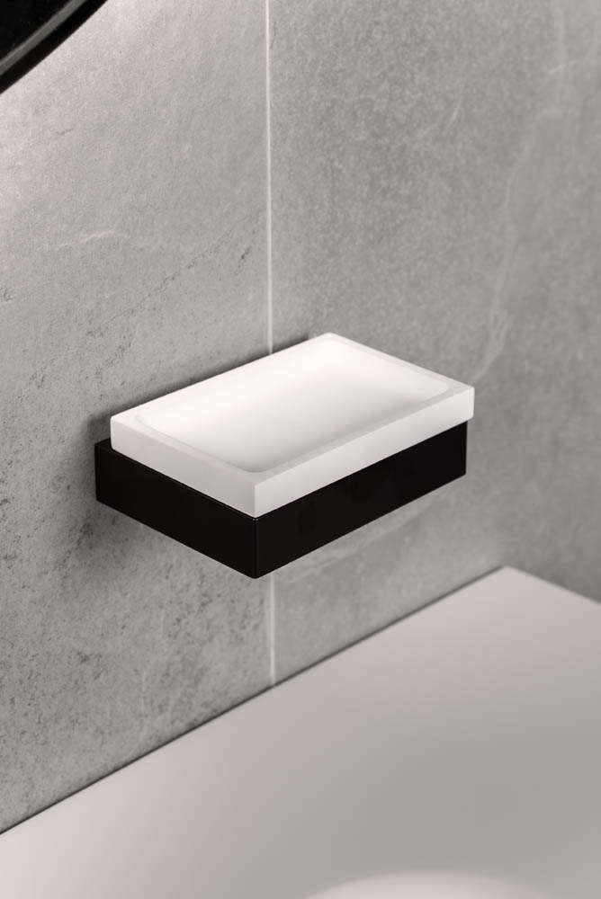 Мыльница настенная Qubic Matt Black