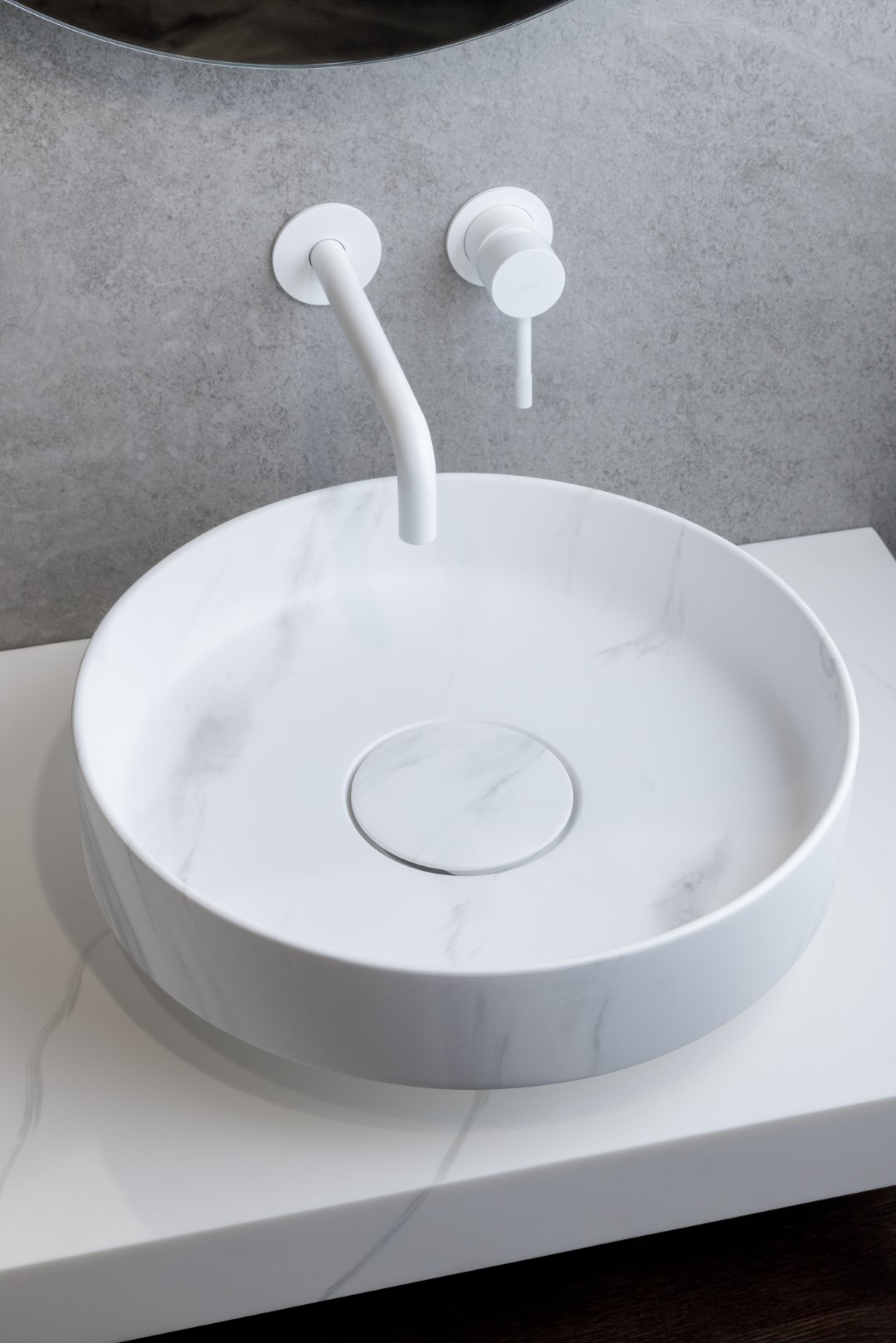 Раковина накладная SOLE Corian 400*130 Calacatta